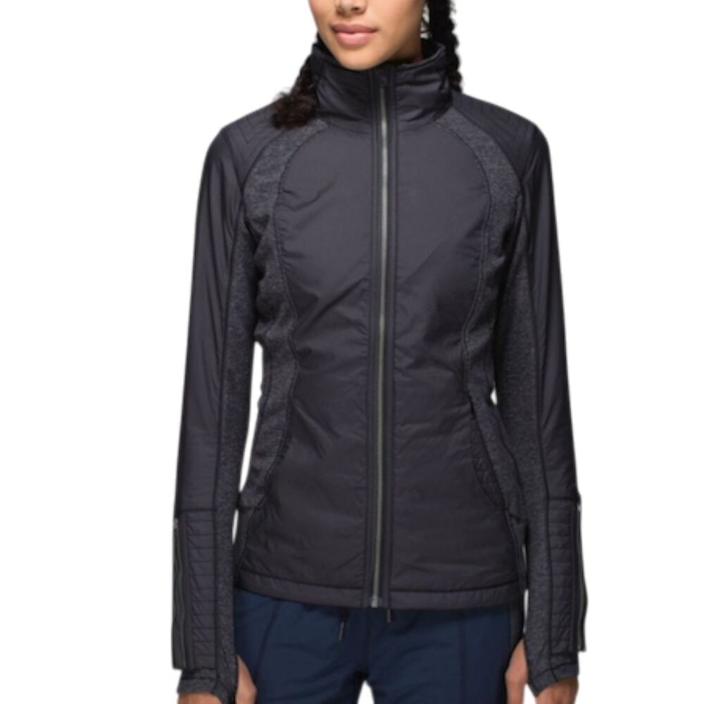 LULULEMON Rebel Runner Full Zip Jacket Sz 6 Black Stretch Athletic Zip Sleeve